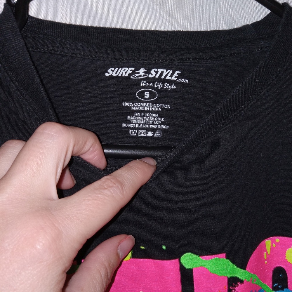 Surf Style Graphics Shirt Neon Bright Party Mens Size Small - Picture 7 of 13